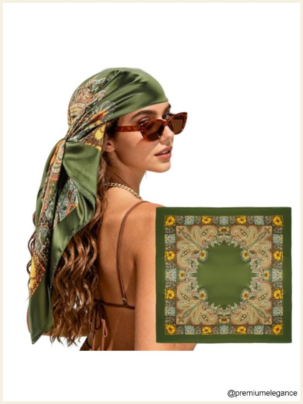 Large Square Head Scarf Bandana - 35" Satin Hair Scarf for Women Like Silk